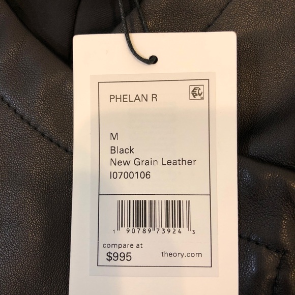Theory Phelan Black Leather Jacket Coat - Picture 9 of 9